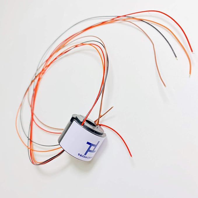 Taidacent Hollow Slip Ring Power Continued 2/4/6/12 Road Collector Connector Electric Motor Slip Ring Rotating (Inner hole 7mm Outer diameter 22mm 4 Wire 1.5A)