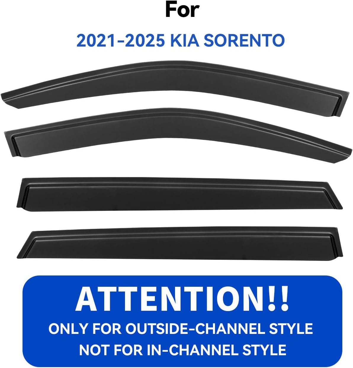 Window Visors Rain Guards Shield for 2021 2022 2023 2024 2025 Kia Sorento, Out-Channel Window Vent Wind Deflectors Visors Shades for 21-25 Sorento