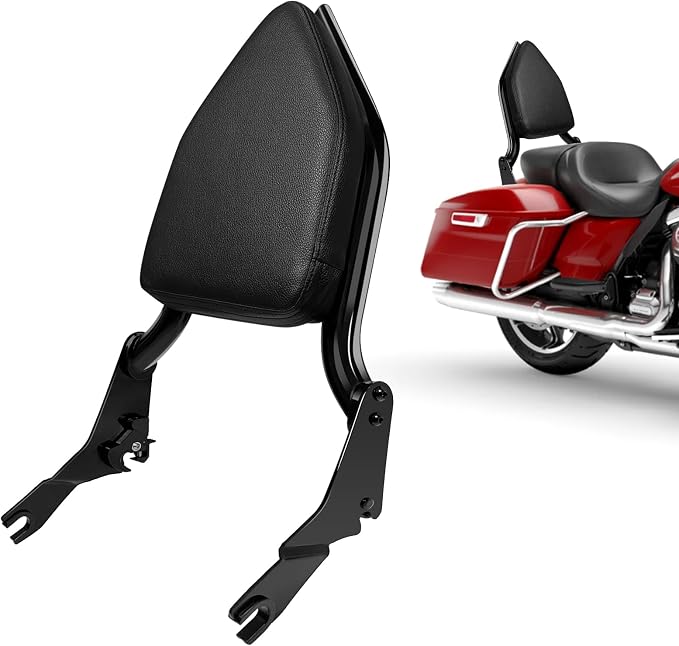 Sissy Bar Backrest Detachable Passenger Backrest Pad Compatible for Harley Davidson Touring Electra Glide, Road King, Road Glide, Street Glide, Ultra Limited 2009-2025 (Black)