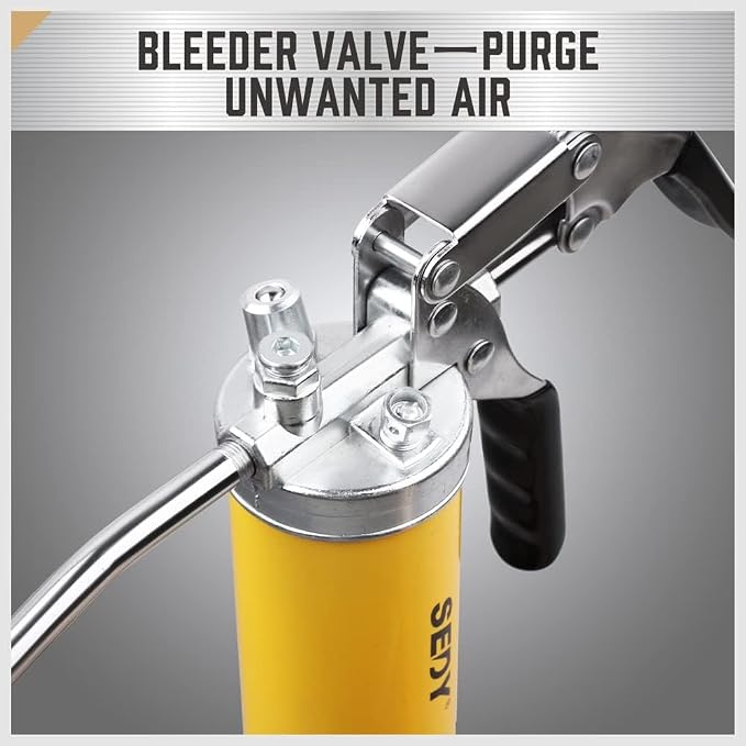 Heavy Duty Grease Gun Kit - 14oz Free Grease Tube 8000 PSI Pistol High Pressure Flexible Hose Bearing Grease Pump Marine Durable Connectors Adapters Extension Tubes Nozzle Easy Operation