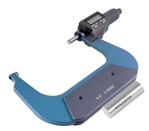 Accusize Industrial Tools 4-5''/100-125 mm by 0.00005''/0.001 mm 2 Keys Electronic Digital Outside Micrometer, Metric/Imperial, Md71-0005 | 2-Key Electronic Digital, Carbide-Tipped, Data Output, 0.00005 in Resolution