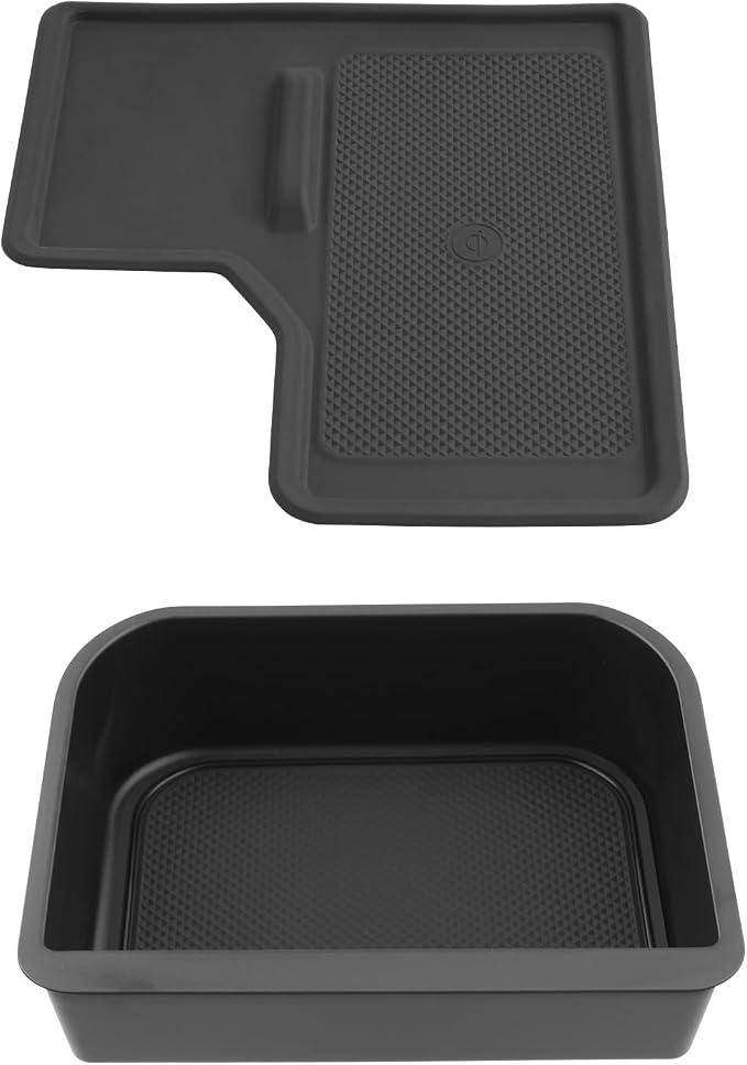 LUWU 2PCS 2026 Land Cruiser Center Console Organizer Compatible with Land Cruiser 2024 2025 2026 Accessories LC250 First Edition Center Console Storage Tray, Wireless Charging Pad (Only for Cool Box)