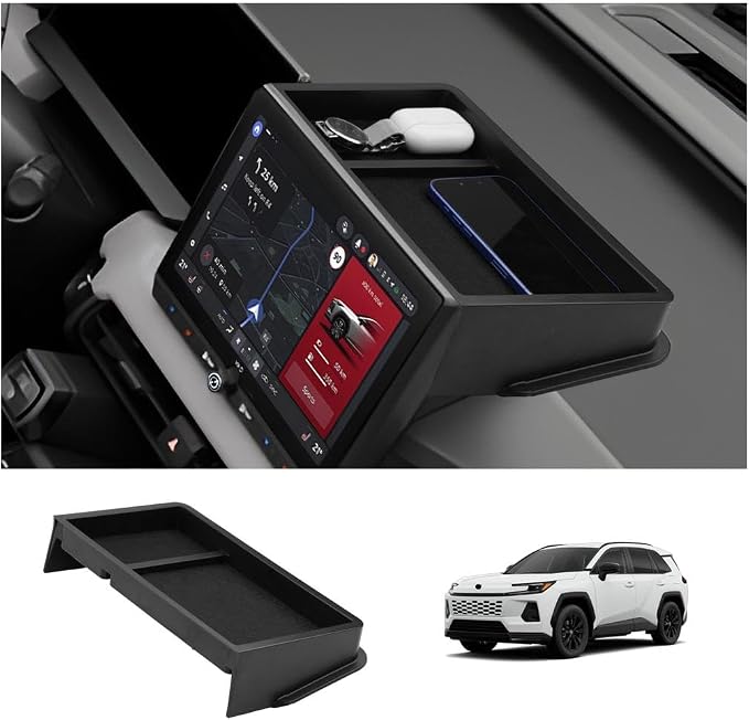 LUWU 2026 RAV 4 Dashboard Storage Tray Compatible with 2026 Toyota RAV 4 Accessories Behind Screen Organizer 2026 RAV4 LE/XLE Accessories Display Box Silicone Material [ONLY for 10.5’’ Screen]