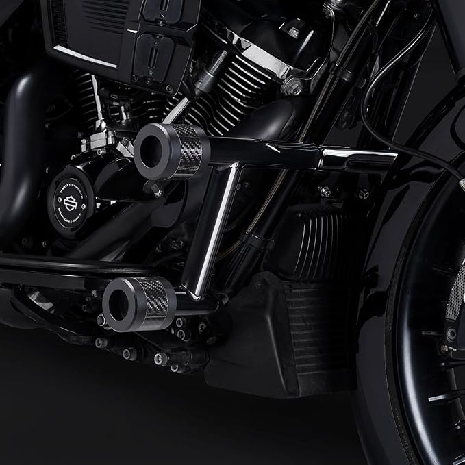 Advanblack ProTek Machined 1.25" Crash Bar Sliders Decorative Wheel Rotatable End For Front Engine Guard Harley Saddlebag Guards (Black CNC w/Carbon Inlay)