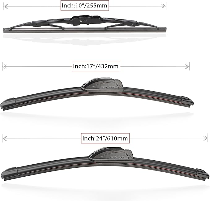 Windshield Wiper Blades Replacement for Dodge Caliber 2007 2008 2009 2010 2011 2012 Original Factory Quality Front Rear Wipers Blade Set for My Car - 24" 17" 10" (Pack of 3)