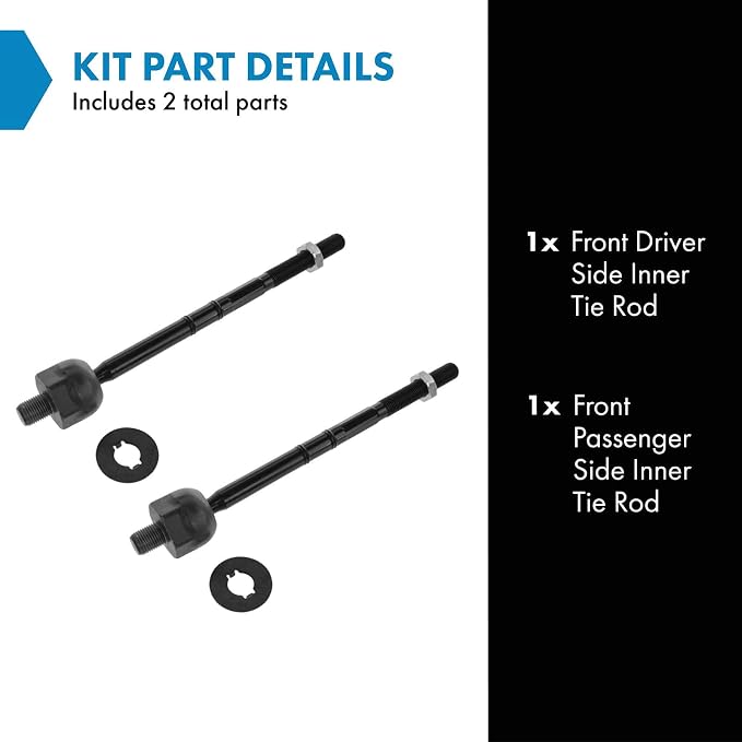TRQ Front Inner Tie Rod Set 2 Piece Compatible with 2001-2003 Ford Explorer Sport 01-05 Explorer Sport Trac