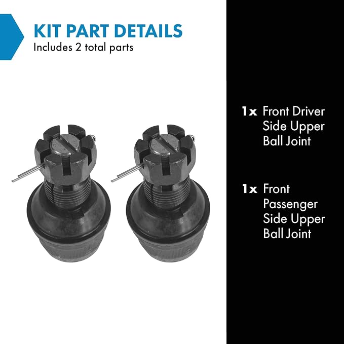 TRQ Front Upper Ball Joint Set Compatible with 70-91 Chevrolet 72-93 Dodge 72-79 Ford GMC 72-80 International 72-91 Jeep 75-81 Plymouth