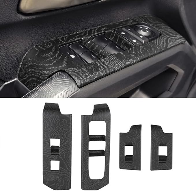 4Pcs Window Lift Cover for Toyota 4Runner 2025 2026 Interior Accessories (NOT Fit Tac0ma) Door Trim Cover Center Consoles ABS Decor Black Wood