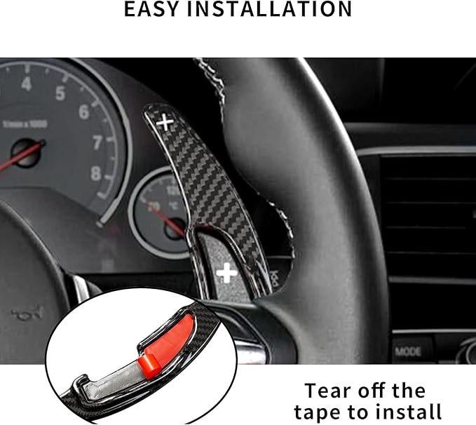 Real Carbon Fiber Steering Wheel Paddle Shifter Compatible with BMW M2 M3 M4 M5 M6 X5M X6M, T-carbon Glossy Paddle Shifter Extension Cover Compatible with BMW M Series 2013-2018(Black)