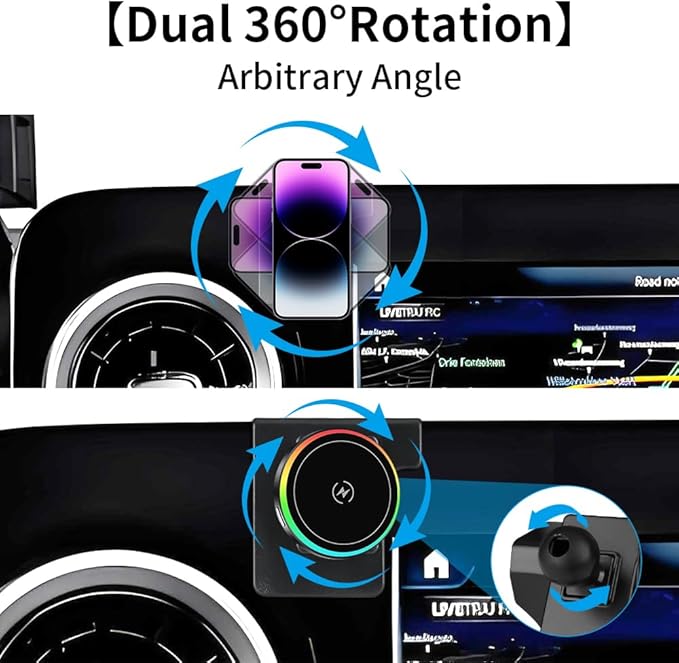 Car Magnetic Phone Mount for Mercedes Benz Sprinter eSprinter 2019 2020 2022 2023 2024 2025 Auto Accessories Best Cellphone Holder Fast 15W Wireless Charger Cell Phones Charging Screen Stand