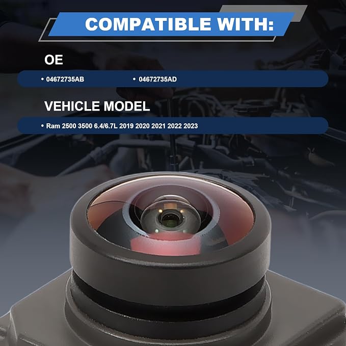 Rear View Backup Camera Compatible with Ram 2500 3500 6.4/6.7L 2019 2020 2021 2022 2023# 04672735AD 04672735AB