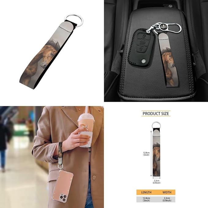 Horse Pattern Print Auto Accessories Set of 10, Car Font and Back Seat Covers Full Set Steering Wheel Cover Cup Coasters Keychain Car Trash Can Air Vent Storage Pounch for Women Men