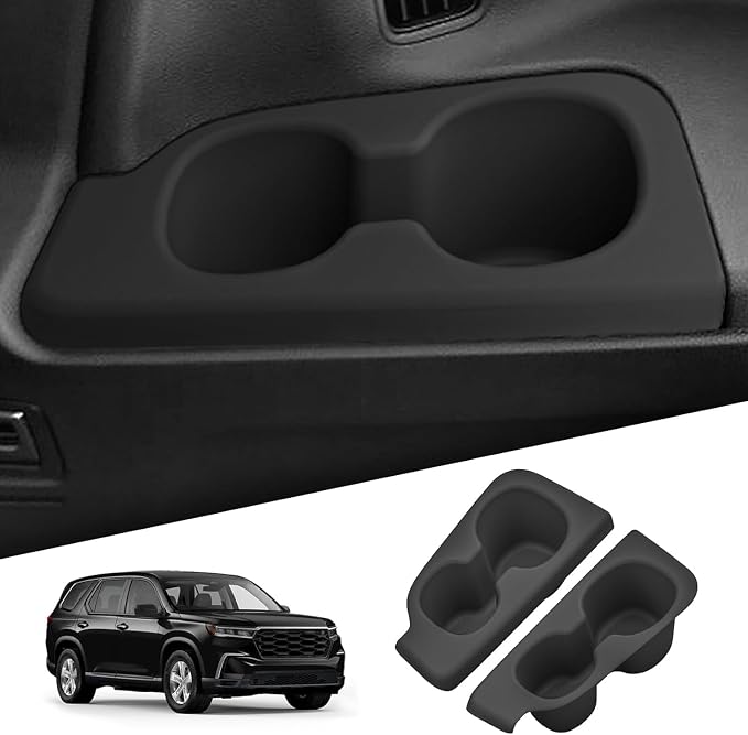 smabee 7PCS Center Console Organizers for Honda Pilot 2023 2024 2025 2026 Front & Rear Cup Holder Inserts + Front & Rear Armrest Storage Tray + Divider Storage Insert Accessories Interior Black