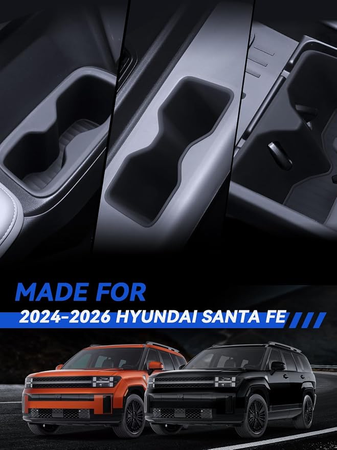 for Santa Fe Cup Holder 2024 2025 2026 Santa Fe Hybrid Accessories 5 Pcs Set Center Console + Second Door + Third Row Cup Holder Insert