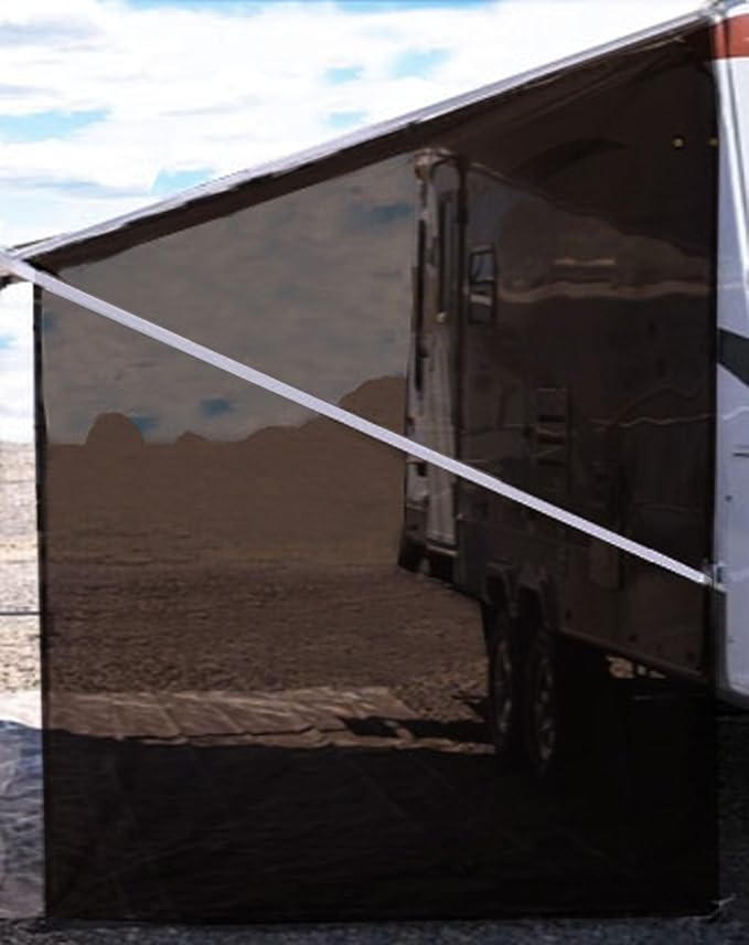 Tentproinc RV Awning Side Sun Shade Screen 9'X7' Mesh Sunshade for Motorhome Camping Trailer Awning Sunscreen Shadescreen Block UV Glare Sunblocker - 3 Year Warranty (Brown)