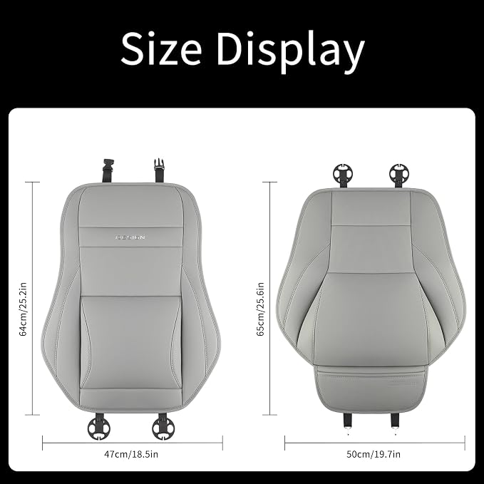 Car Seat Cover Protector for Front Seats – Waterproof, Breathable Faux Nappa Leather, Airbag Compatible, Dual Support for Waist & Legs, Universal Fit for Sedans, SUVs, Pickups (2pcs, Gray)