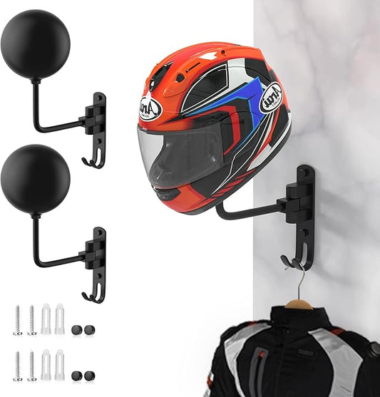 Helmet Hanger Wall Mount 180° Swivel Helmet Holder for Motorcycle Bike Racing Outerwear Sports Gear