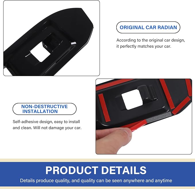 Daeiclru Window Lift Switch Panel Cover Compatible with Toyota Tacoma 2024 2025, Pickup Truck Door Power Window Glass Lift Switch Button Protection Cover Interior Accessories (Glossy Black)