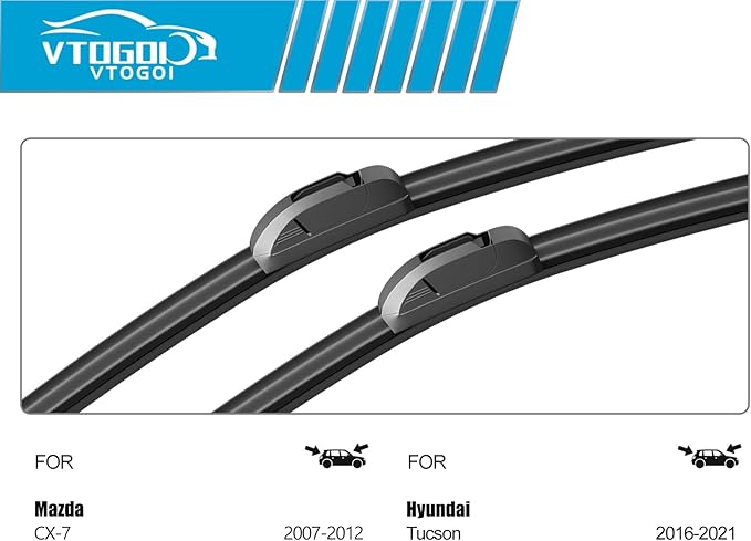 OEM Windshield Wiper Blades Replacement for Hyundai Tucson 2016 2017 2018 2019 2020 2021 Mazda CX-7 2007-2012, All Weather Original Factory Quality Front & Rear Wipers Set 26"+16"+14" (Pack of 3)
