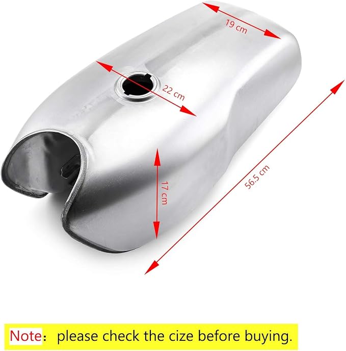 2.4 Gallon (9L) Motorcycle Gas Tank - Unpainted Universal Steel Blank for Cafe Racer, Modification Required, For Honda CB For Yamaha RD For Suzuki GS For BMW (Raw Custom Finish)