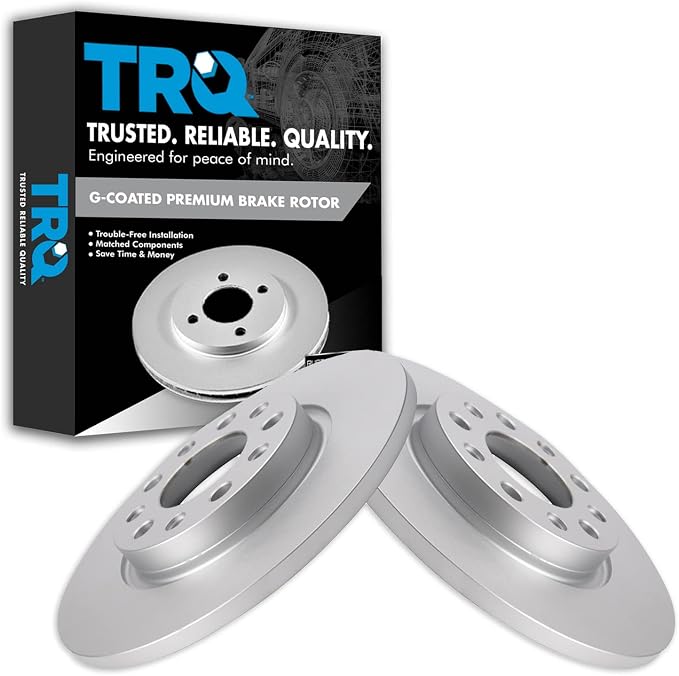 TRQ Rear Brake Rotor Set G Coated Solid Compatible with 2015-2017 Chrysler 200 2014-2021 Jeep Cherokee