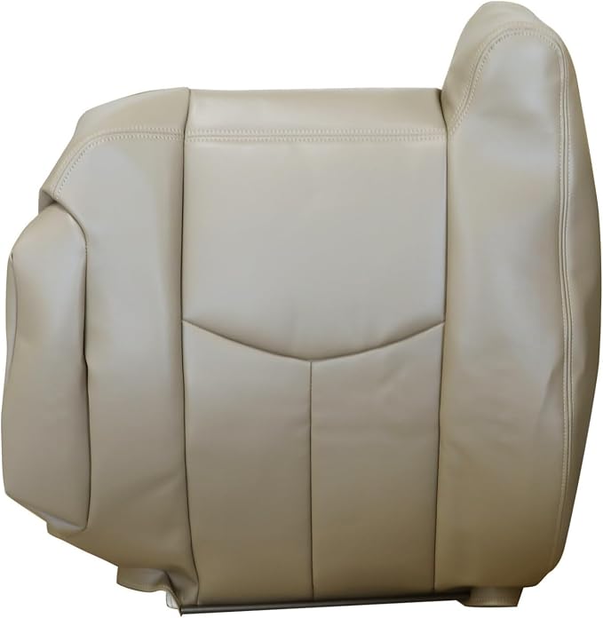 Front Driver and Passenger Bottom and Top Lean Back Leather Seat Covers Tan #522 Compatible with Chevy Avalanche Silverado GMC Sierra 1500 2500 3500 HD 2003 2004 2005 2006