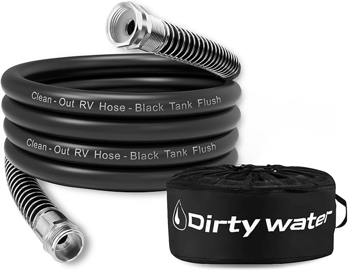 Camper & RV Black Water Hose - No-Kink Design Camper Sewer Hose - RV Accessories With Storage Bag - Perfect For Black Water, Gray Water, And RV Tank Cleaning, 15FT 5/8" Diameter
