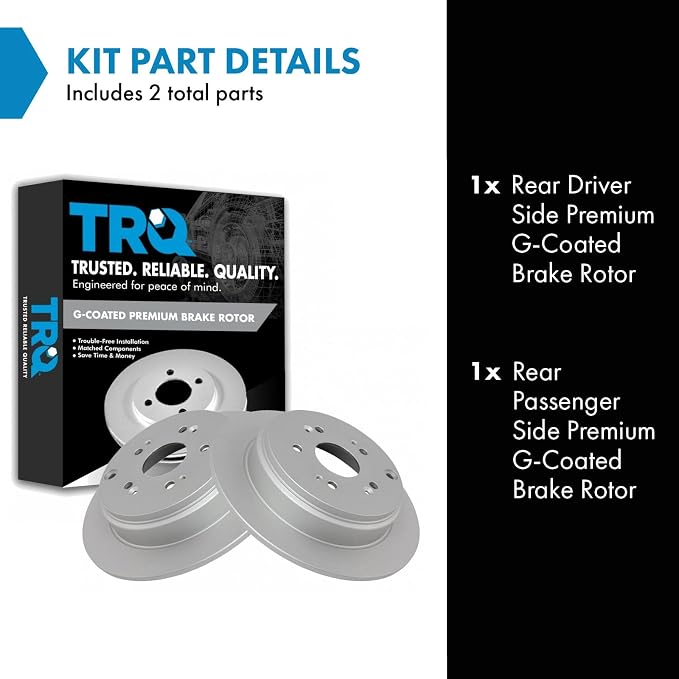 TRQ Rear Brake Rotor Set G Coated Solid Compatible with 2007-2018 Acura RDX 2005-2016 Honda CR-V