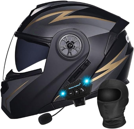 Bluetooth Modular Motorcycle Helmet DOT/ECE Approved Full Face Flip up Anti-Fog Double Visor Helmet Built-in Dual Speaker with Microphone for Adult Men and Women…