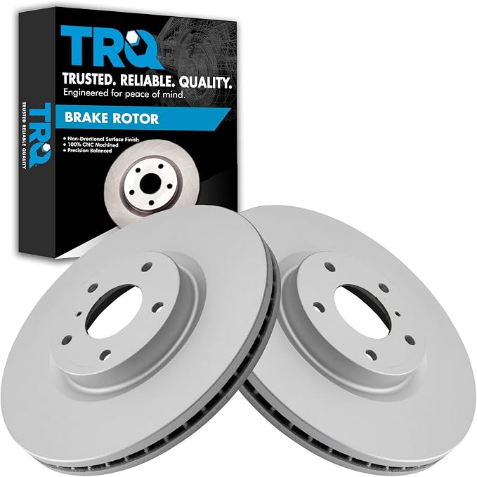 TRQ Front Brake Rotor Set G Coated Vented Compatible with 2003-2019 Infiniti FX35 FX45 G35 G37 EX35 EX37 M35 M35h M37 M45 M56 Q40 Q70 Q70L QX50 QX70 2005-2020 Nissan 350Z 370Z Altima Maxima Murano