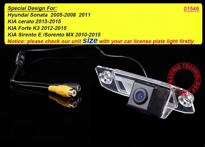 Waterproof Car Rear View Backup License Plate Light Camera 170 Degree Viewing Angle Night Vision, Replacement for Hyundai Sonata KIA Cerato/Forte K3/Sirento E/Sorento MX/Chrysler Sebring 300C