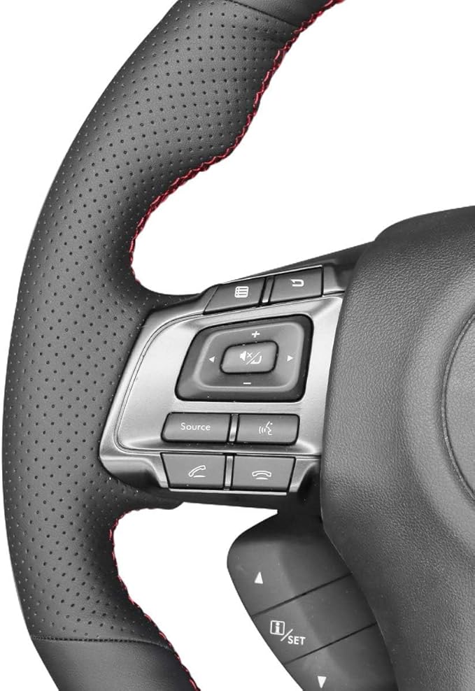 Carbon Fiber Leather Steering Wheel Cover for Subaru WRX STI 2015 2016 2017 2018 2019 2020 2021 / Subaru Levorg 2015-2019 Custom Fit OEM Suede Interior Accessories (1)