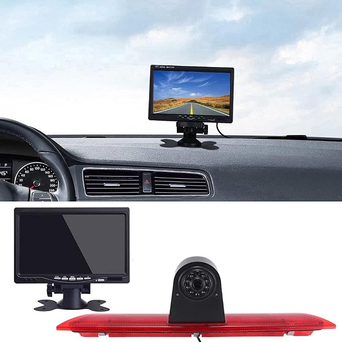 3rd Third Brake Light Rear View Backup Reverse Camera+7" inch LCD Monitor Replacement for Ford Transit tourneo Custom Jumbo Kasten V363 F150 F250 F350 V636 MK8 2012-2020 Van