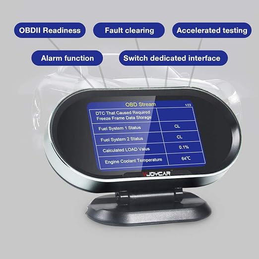 VJOYCAR V70 OBD2 Gauge Cluster HUD Heads Up Display, Car Computer OBD ii Scanner Speed Engine Coolant Temperature Fuel Consumption Digital Speedometer Mileage Overspeed Voltage Faulty Code Alarms