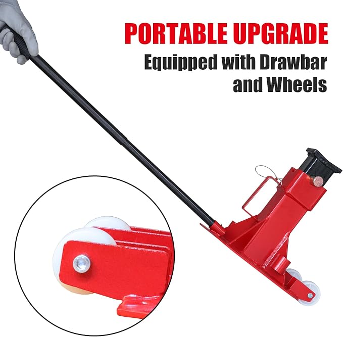 Big RED Torin 7 Ton Heavy Duty Jack Stands: Pin Style Jack Stand with 2 Casters and Handle, Easily Portable Car Stand for SUV, Trucks and Pick Ups - Red