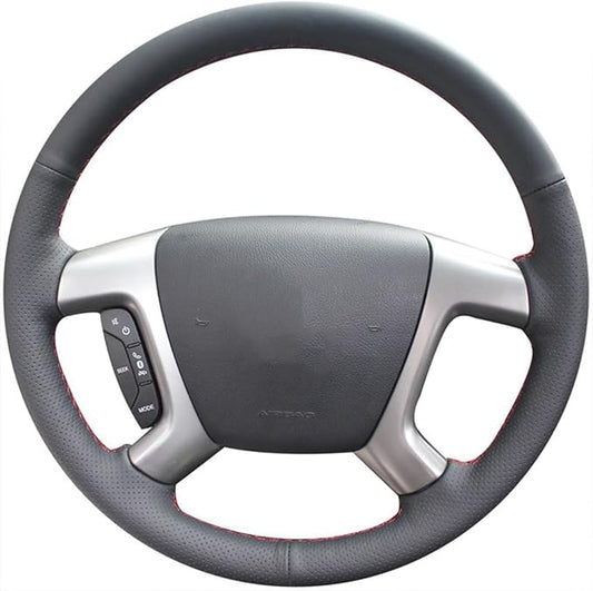 Loncky Genuine Leather Car Steering Wheel Cover for Chevrolet 2008-2013 Silverado 1500 /Silverado 2500 3500/2007-2014 Tahoe/2007-2014 Suburban 1500/2007-2013 Avalanche 1500/2009-2015 Traverse/Express