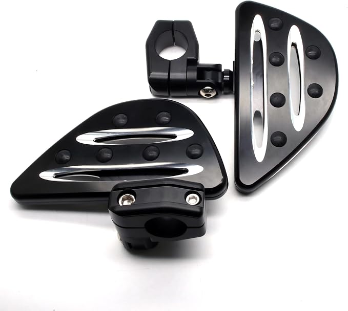 MZS 1.25" Highway Pegs, Motorcycle Highway Foot Pegs Short Adjustable CNC Aluminum Compatible with Road Glide King Softail Electra Street Glide Sportster Vulcan Chief Boulevard for 1 1/4 Engine Guard