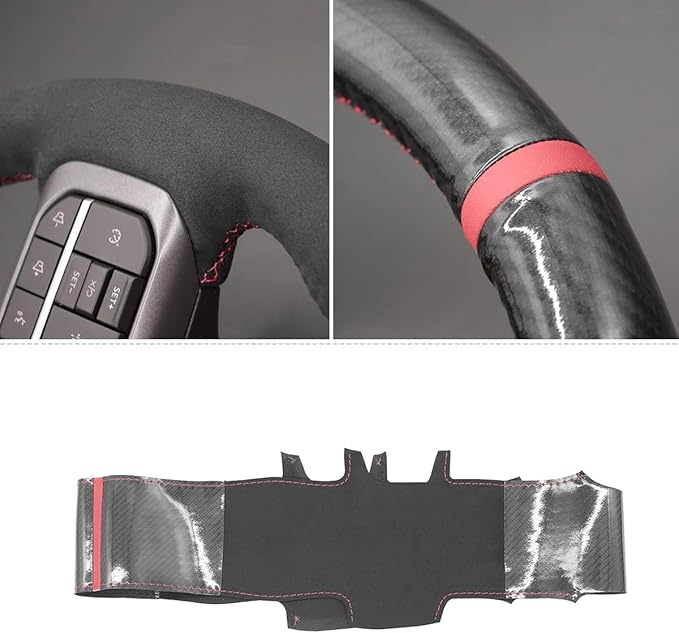 Leather Carbon Fiber Suede Steering Wheel Cover for Ford F-150 2021-2026 /Ford F-250 F-350 F-450 F-55- F600 2023 2024 2025 2026/Ford Expedition 2022-2024 Accessories Custom OEM Parts