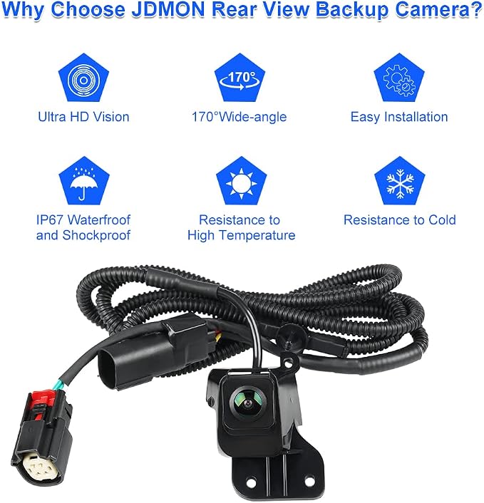 JDMON Backup Camera Replacement for 2007-2013 Chevy Silverado 1500/GMC Sierra 1500, 2011-2014 Silverado 2500 3500/Sierra 2500 3500 Reverse Park Assist Camera Replacement for 20837341 20986601 23146157