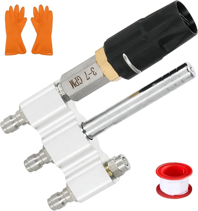 3-in-1 Downstream Soft Wash Nozzle, Adjustable Shooter Tip M5 Twist Nozzle, 0-60° Spray Pattern with 1/4" Quick Connect for 3-7 GPM 1700-6000 PSI Pressure Washer