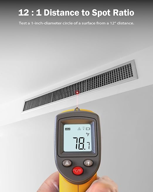 Infrared Thermometer Laser Temperature Gun, Digital Surface Heat Temp Gun Non-Contact for Cooking Food, Pizza Oven, Griddle Meat, Refrigerator, HVAC, Grill, Engine -58℉~788℉
