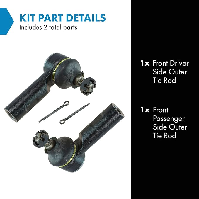 TRQ Front Outer Tie Rod Set 2 Piece Compatible with 2006-2013 Suzuki Grand Vitara 07-13 SX4