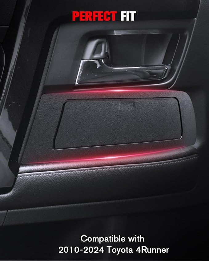 for 2010-2024 Center Console T oyota 4Runner 2PCS Door Built-in Hidden Storage Box Pop-Up Lid Door Side Organizer, Side Door Storage Box Glove Organizer Tray Door Handle Storage ABS Material
