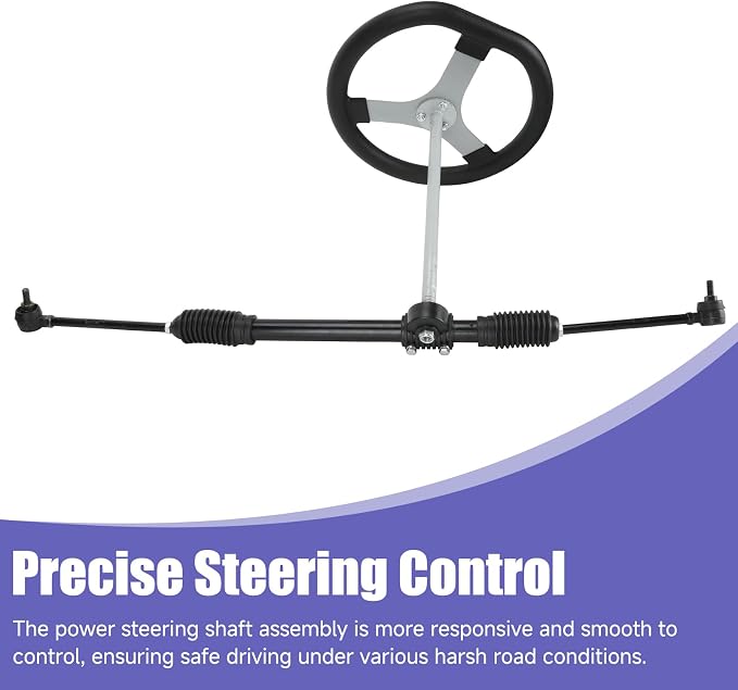 KT196 Go Kart Steering Gear Assembly Kit with Steering Wheel Compatible with Coleman CK196 196cc Kandi 110cc Gas Powered 4 Wheeler DIY Go Cart Parts