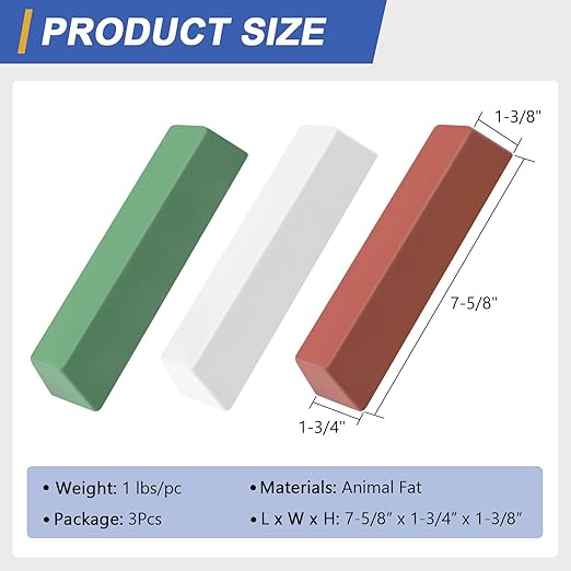 Buffing Polishing Cutting Compounds 3 lbs.Kit-Green Fine/White Medium/Red Coarse, for Airway Buffing Wheel - 3 Pcs