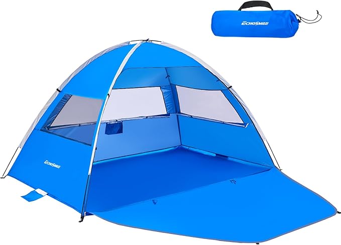 EchoSmile UPF 50+ Beach Tent Sun Shelter for 3/4 Person, Portable Beach Cabana Tent