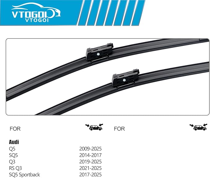 OEM Windshield Wiper Blades Replacement for Audi Q5 2009-2025 SQ5 2014-2017 Q3 2019-2025, All Weather Original Factory Quality Front & Rear Wipers Set 24"+20"+13" (Pack of 3)