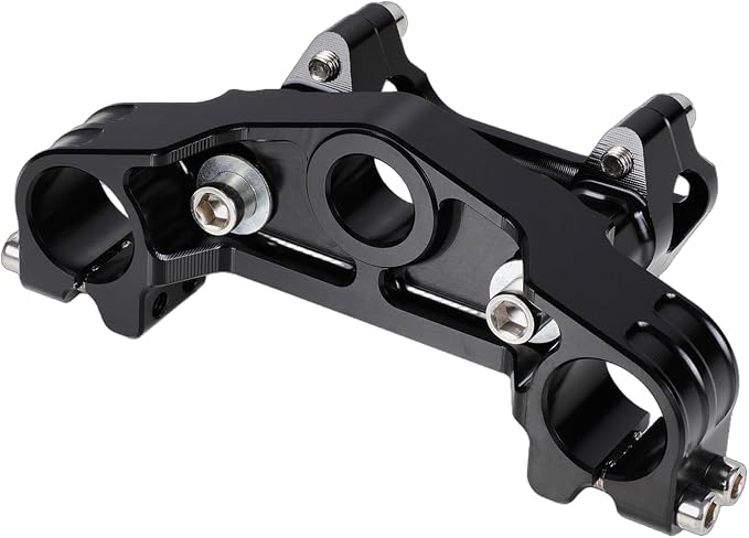 Triple Clamp with Risers Set for TTR 110 TTR110E TTR 110E 2008-2025, CNC Machined Aluminum Alloy | Handlebar Riser | Hard-Anodized | Direct Fit | Easy Installation Black