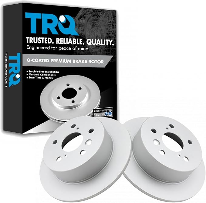 TRQ Rear Brake Rotor Set G Coated Solid Compatible with 2007-2012 Lexus ES350 2008-2012 Toyota Avalon 2007-2011 Camry