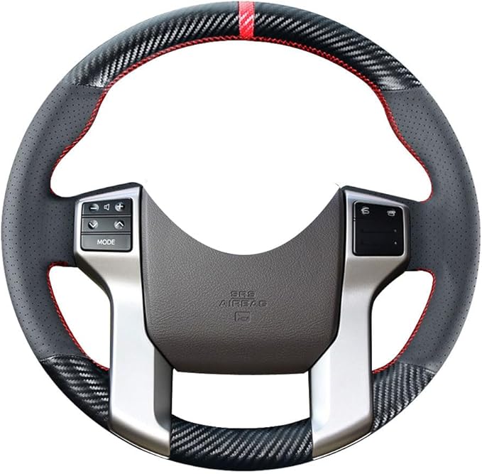 DIY Stitching Carbon Fiber Steering Wheel Cover for for Tundra Sequoia 2014-2021 / Toyota Tacoma 2012-2021 / for 4Runner 2010-2021 Leather Interior Accessories